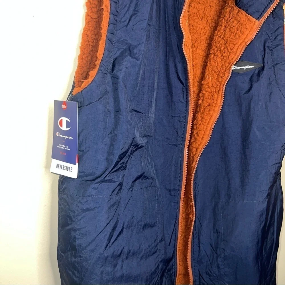 Champion AOP Reversible Deep High Pile Shearling Sherpa Vest Size Medium NWT
